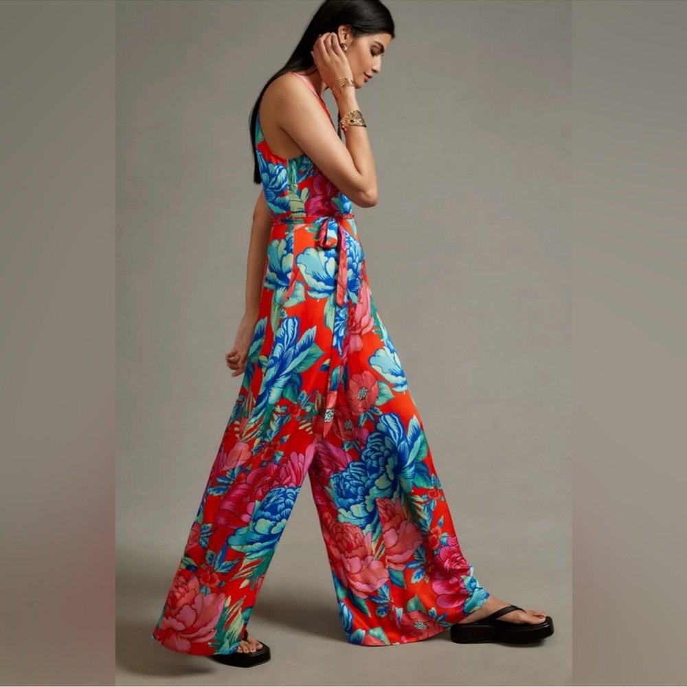 NWT Farm Rio Linen Halter Jumpsuit - Picture 3 of 12